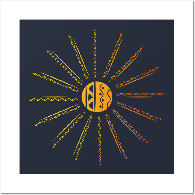 Abstract Sun Design Yellow and Orange Wall Art by JDP Designs